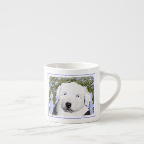 Old English Sheepdog Puppy Painting _ Dog Art Espresso Cup
