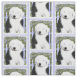 Old English Sheepdog Puppy Painting - Dog Art Fabric