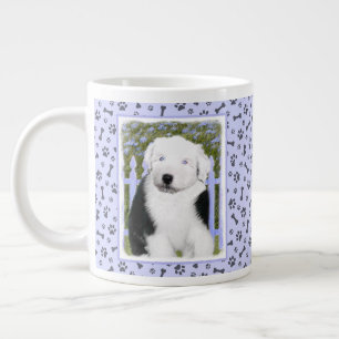 Old English Sheepdog Puppy Painting - Dog Art Giant Coffee Mug