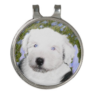 Old English Sheepdog Puppy Painting - Dog Art Golf Hat Clip
