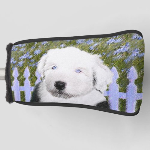 Old English Sheepdog Puppy Painting _ Dog Art Golf Head Cover