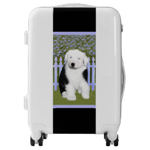 Old English Sheepdog Puppy Painting - Dog Art Lugg Luggage