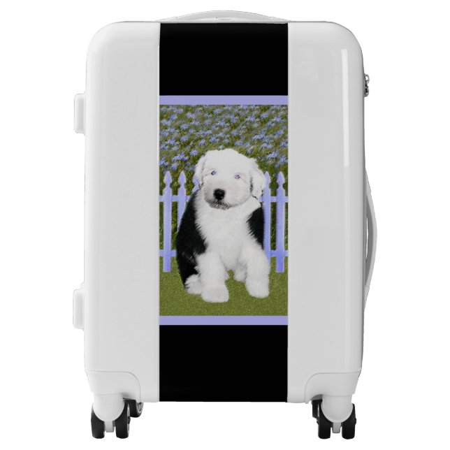 Old English Sheepdog Puppy Painting - Dog Art Lugg Luggage (Front)