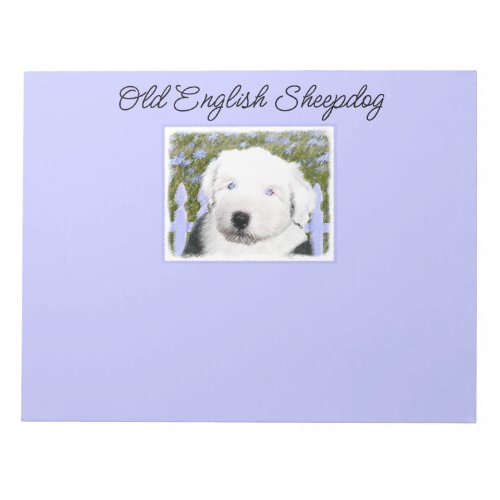 Old English Sheepdog Puppy Painting _ Dog Art Note