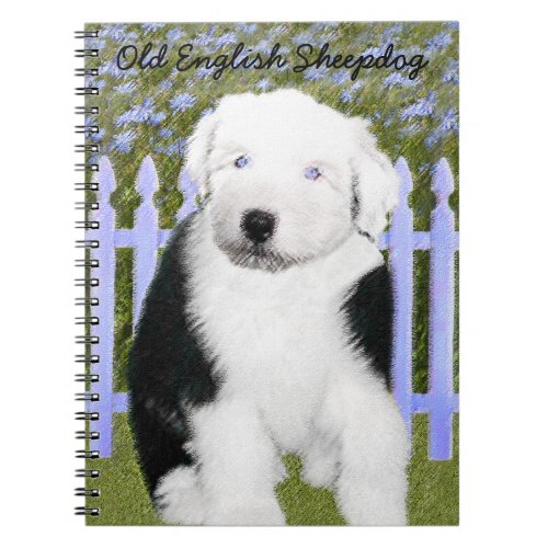 Old English Sheepdog Puppy Painting _ Dog Art Notebook