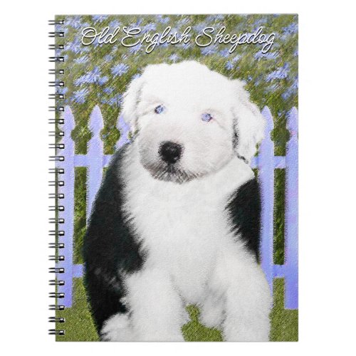 Old English Sheepdog Puppy Painting _ Dog Art Notebook