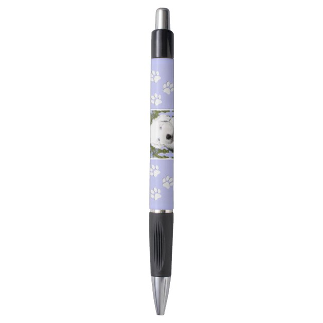 Old English Sheepdog Puppy Painting - Dog Art Pen (Front Vertical)