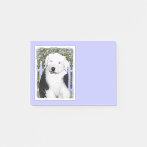 Old English Sheepdog Puppy Painting _ Dog Art Post_it Notes