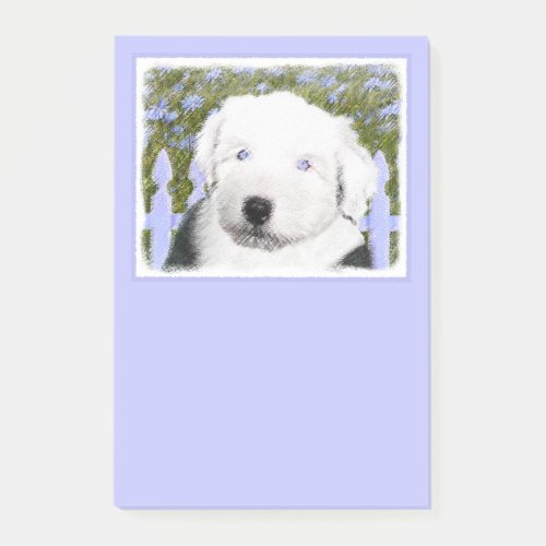 Old English Sheepdog Puppy Painting _ Dog Art Post_it Notes