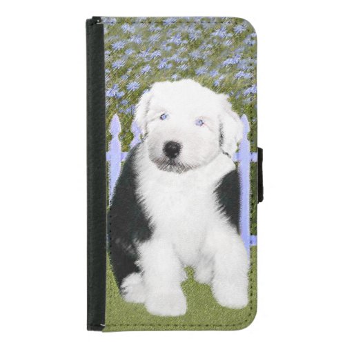 Old English Sheepdog Puppy Painting _ Dog Art Samsung Galaxy S5 Wallet Case