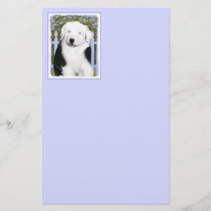 Old English Sheepdog Puppy Painting - Dog Art Stationery