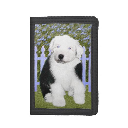 Old English Sheepdog Puppy Painting _ Dog Art Trifold Wallet