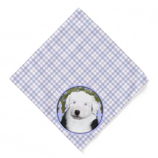 Old English Sheepdog Puppy Painting Pet Dog Art Bandana (Front)