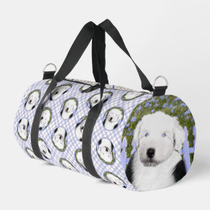Old English Sheepdog Puppy Painting Pet Dog Art Duffle Bag