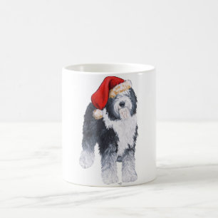 Old English Sheepdog Santa Hat Coffee Mug