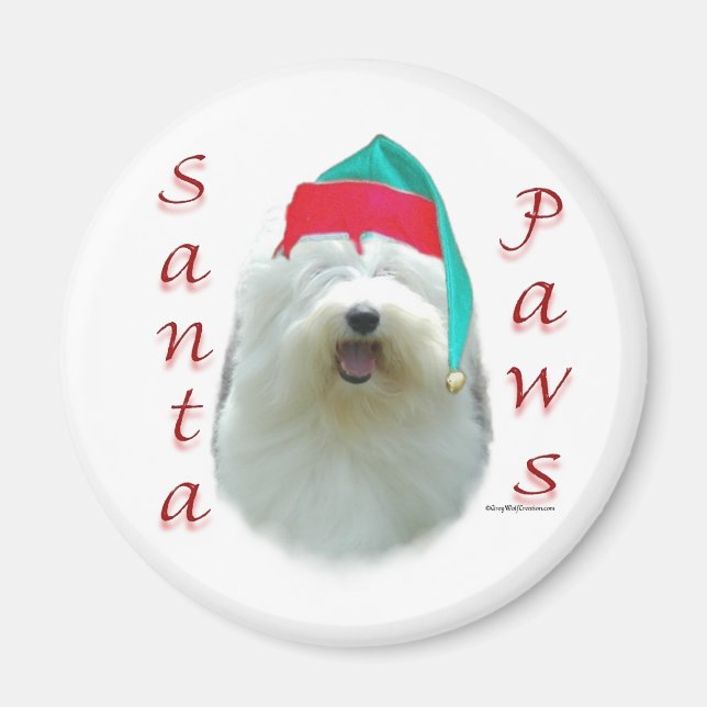Old English Sheepdog Santa Paws Magnet (Front)