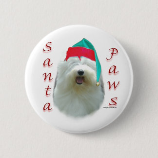 Old English Sheepdog Santa Paws Pinback Button