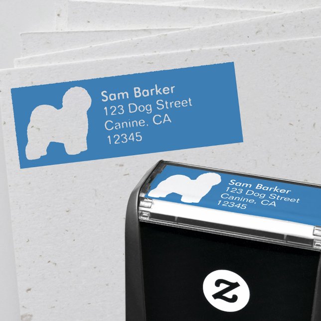 Old English Sheepdog Silhouette Return Address Self-inking Stamp (Creator Uploaded)