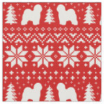 Old English Sheepdog Silhouettes Christmas Holiday Fabric