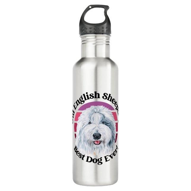 Old English Sheepdog Spaniel funny quote Stainless Steel Water Bottle (Front)