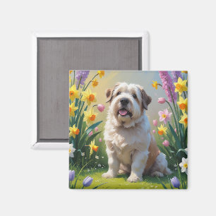 Old English Sheepdog Spring Flowers Painting Magnet
