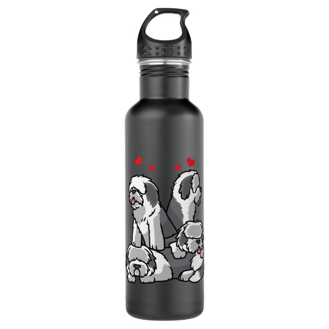 Old English Sheepdog Stainless Steel Water Bottle (Front)