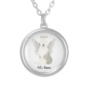 Old English Sheepdog Sympathy Memorial Silver Plated Necklace