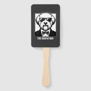 Old English Sheepdog The Dogfather Tuxedo Cool Fun Hand Fan