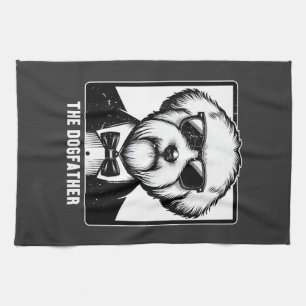 Old English Sheepdog The Dogfather Tuxedo Cool Fun Kitchen Towel