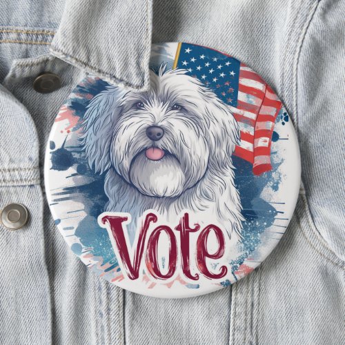 Old English Sheepdog US Elections Vote for Change Button