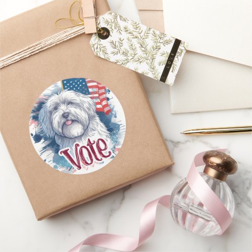 Old English Sheepdog US Elections Vote for Change Classic Round Sticker