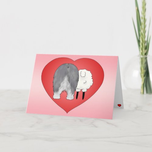 Old English Sheepdog Valentines Day Holiday Card