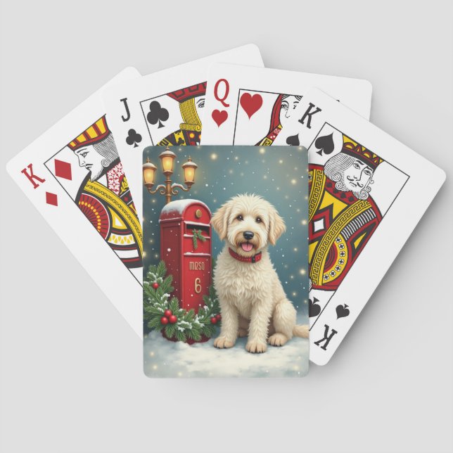 Old English Sheepdog Vintage Christmas Postcard Poker Cards (Back)