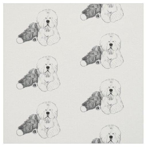 old english sheepdog Walt Dizzy Wigglebottom Fabric