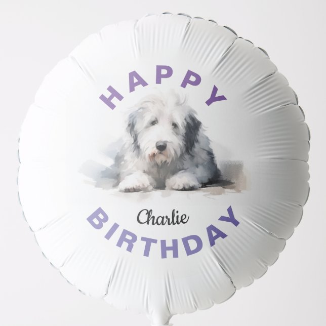 Old English Sheepdog Watercolor Balloon (Front)