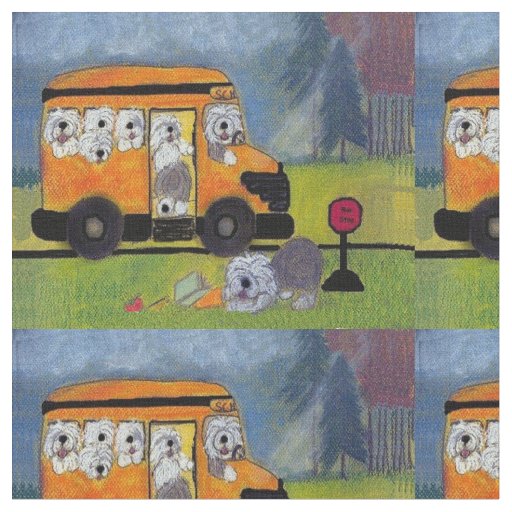 Old English Sheepdog Wigglebottom Bus Fabric