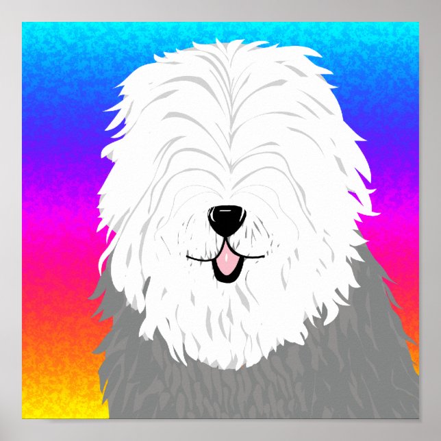 Old English Sheepdog (with covered eyes) Poster (Front)