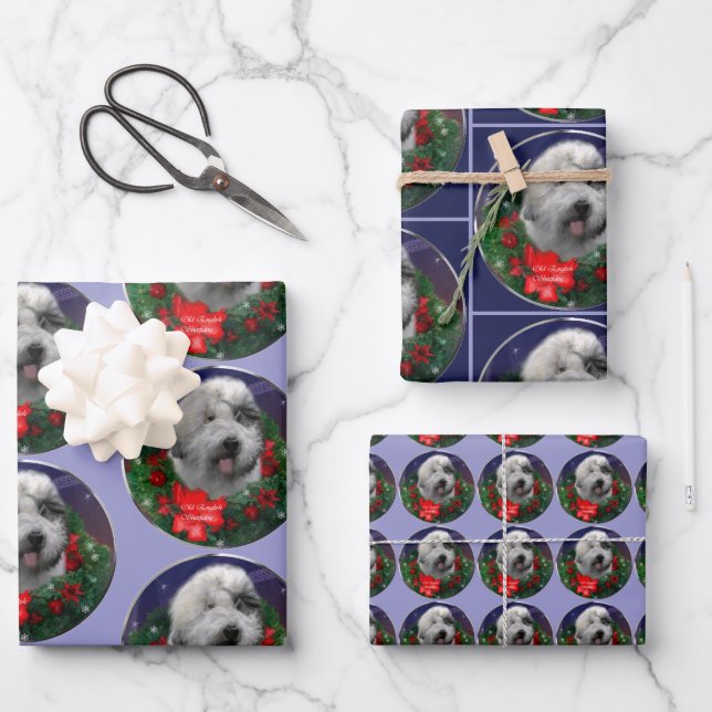 Old English Sheepdog Wrapping Paper Sheets (Front)