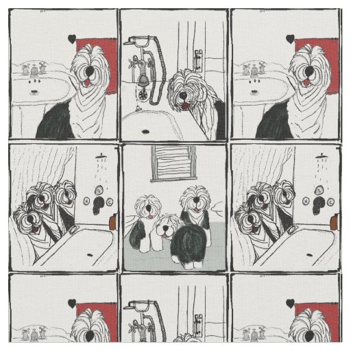Old English Sheepdogs bathroom fabric