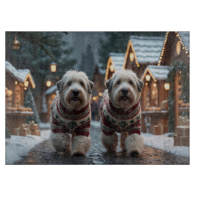 Old English Sheepdogs Christmas Snow Holiday Cutting Board (Front)