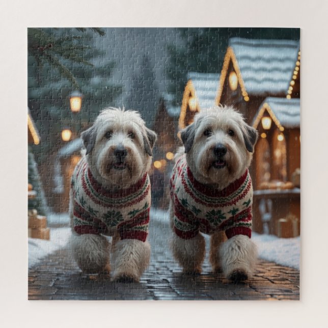 Old English Sheepdogs Christmas Snow Holiday Jigsaw Puzzle (Vertical)
