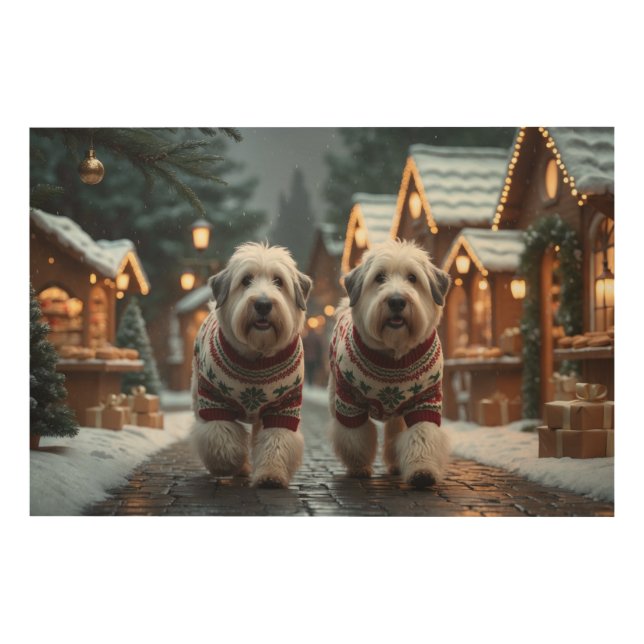 Old English Sheepdogs Christmas Snow Holiday Wood Wall Art (Front)