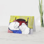 Old English Sheepdogs kissing good night Card