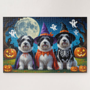 Old English Sheepdogs Pumpkin Halloween Funny Jigsaw Puzzle