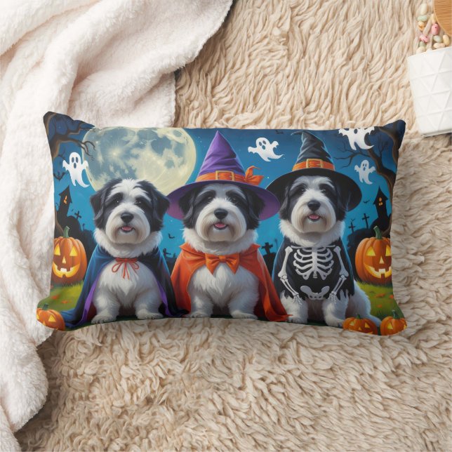 Old English Sheepdogs Pumpkin Halloween Funny Lumbar Pillow (Blanket)