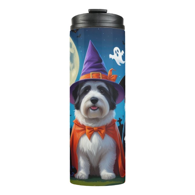 Old English Sheepdogs Pumpkin Halloween Funny Thermal Tumbler (Front)