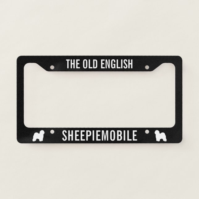 Old English Sheepdogs SHEEPIEMOBILE Custom License Plate Frame (Front)