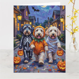 Old English Sheepdogs Trick-or-Treating Halloween Card