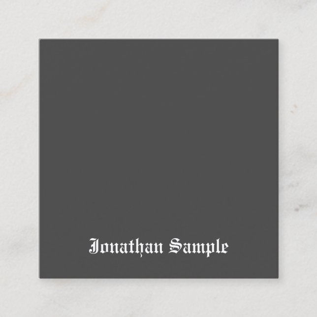 Old English Text Black White Nostalgic Template Square Business Card (Front)