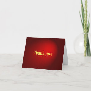 Old English Text Red Damask Thank You Calligraphy Card